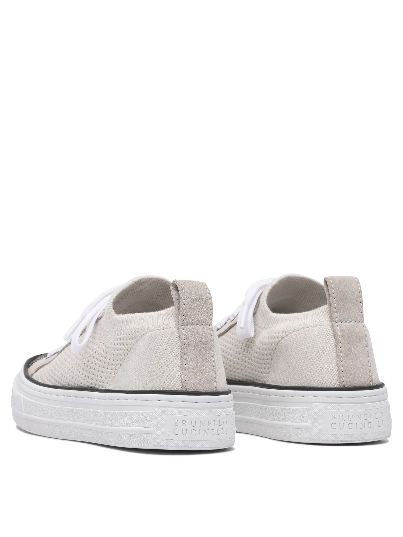 Brunello Cucinelli Cotton Knit And Suede Sneaker With Precious Toe - 4