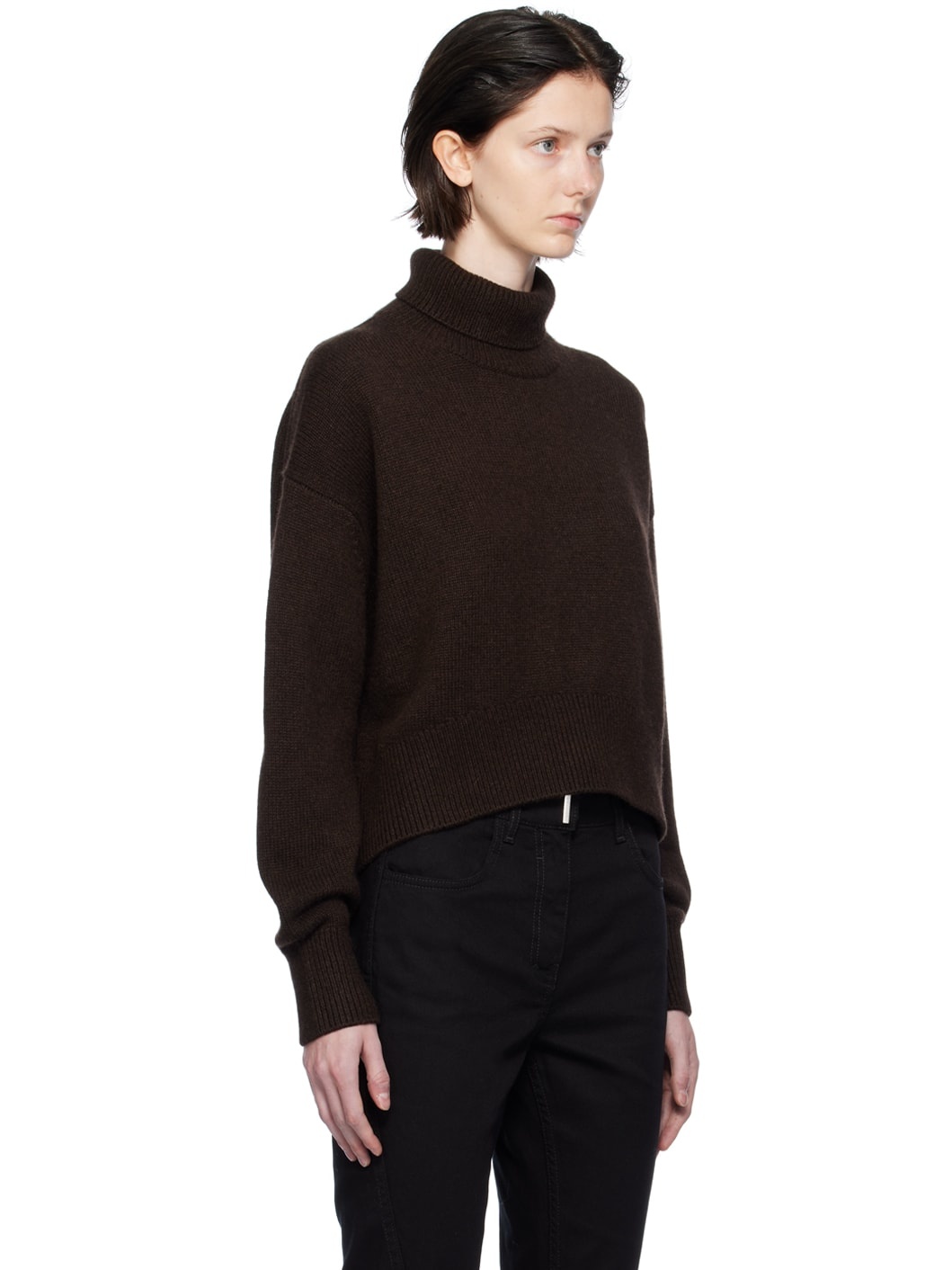 Brown Cropped Turtleneck - 2