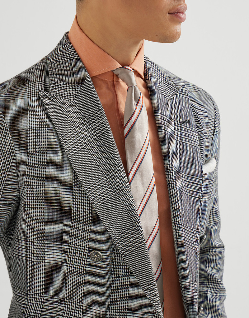 Regimental stripe silk and cotton tie 3