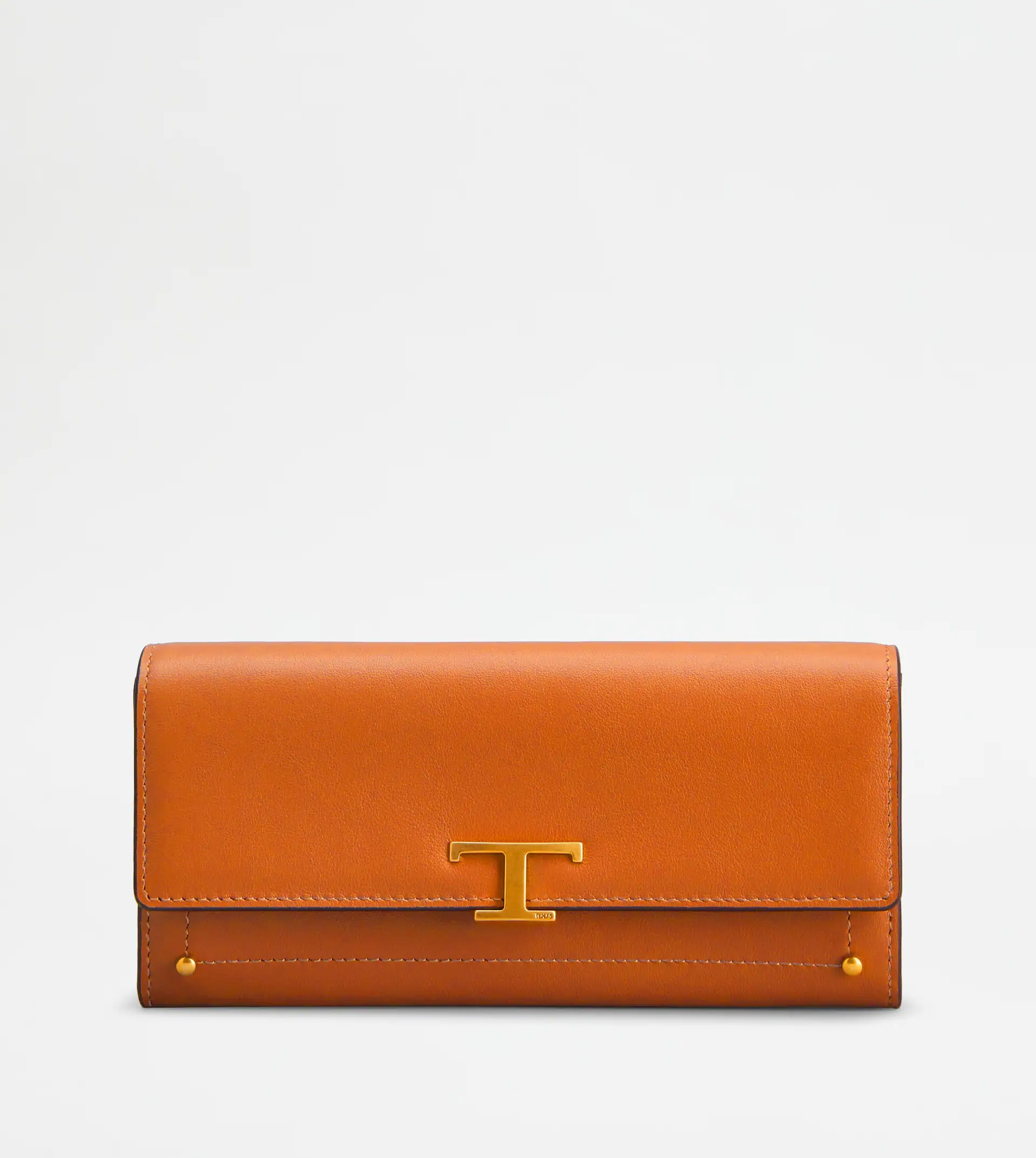 T TIMELESS WALLET IN LEATHER - ORANGE - 1