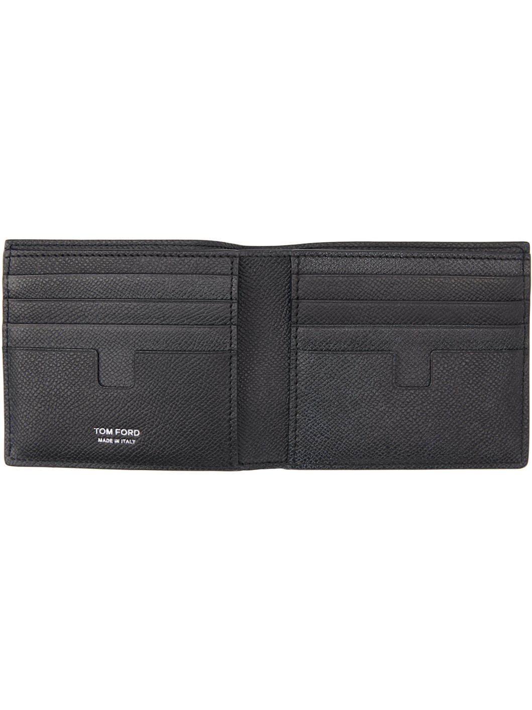 Black Small Grain Leather Bifold Wallet - 3