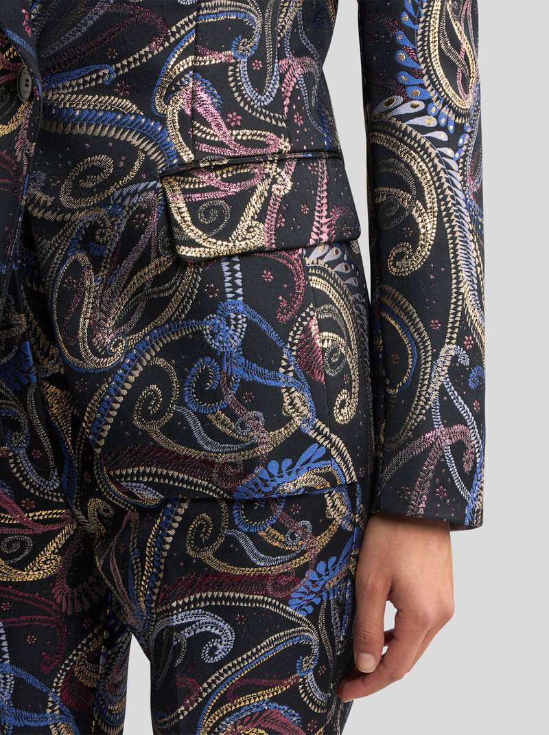SINGLE-BREASTED JACKET IN DUCHESSE JACQUARD WITH PAISLEY FOLIAGE MOTIF 2