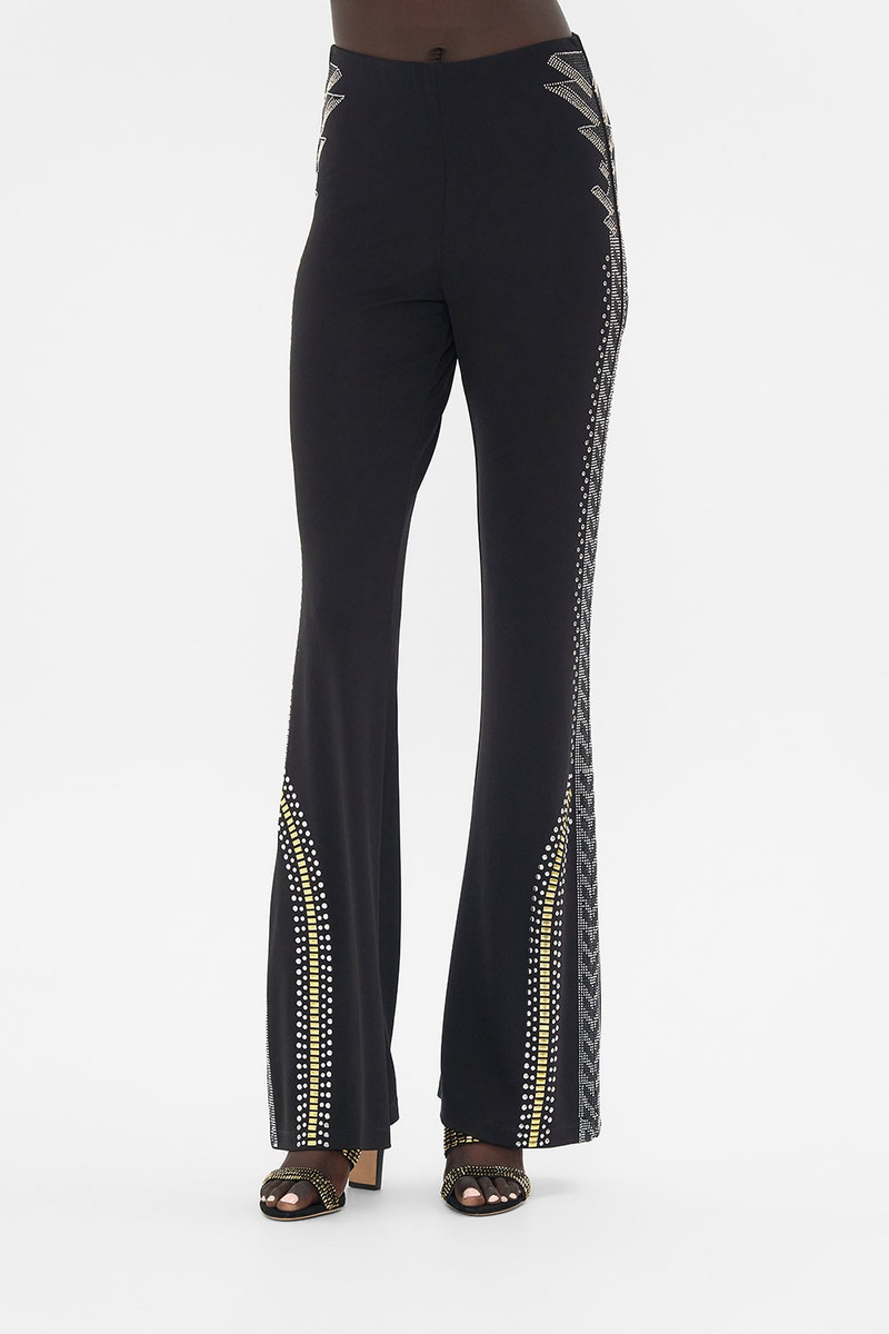 JERSEY FLARE PANT - BLACK/GOLD 5