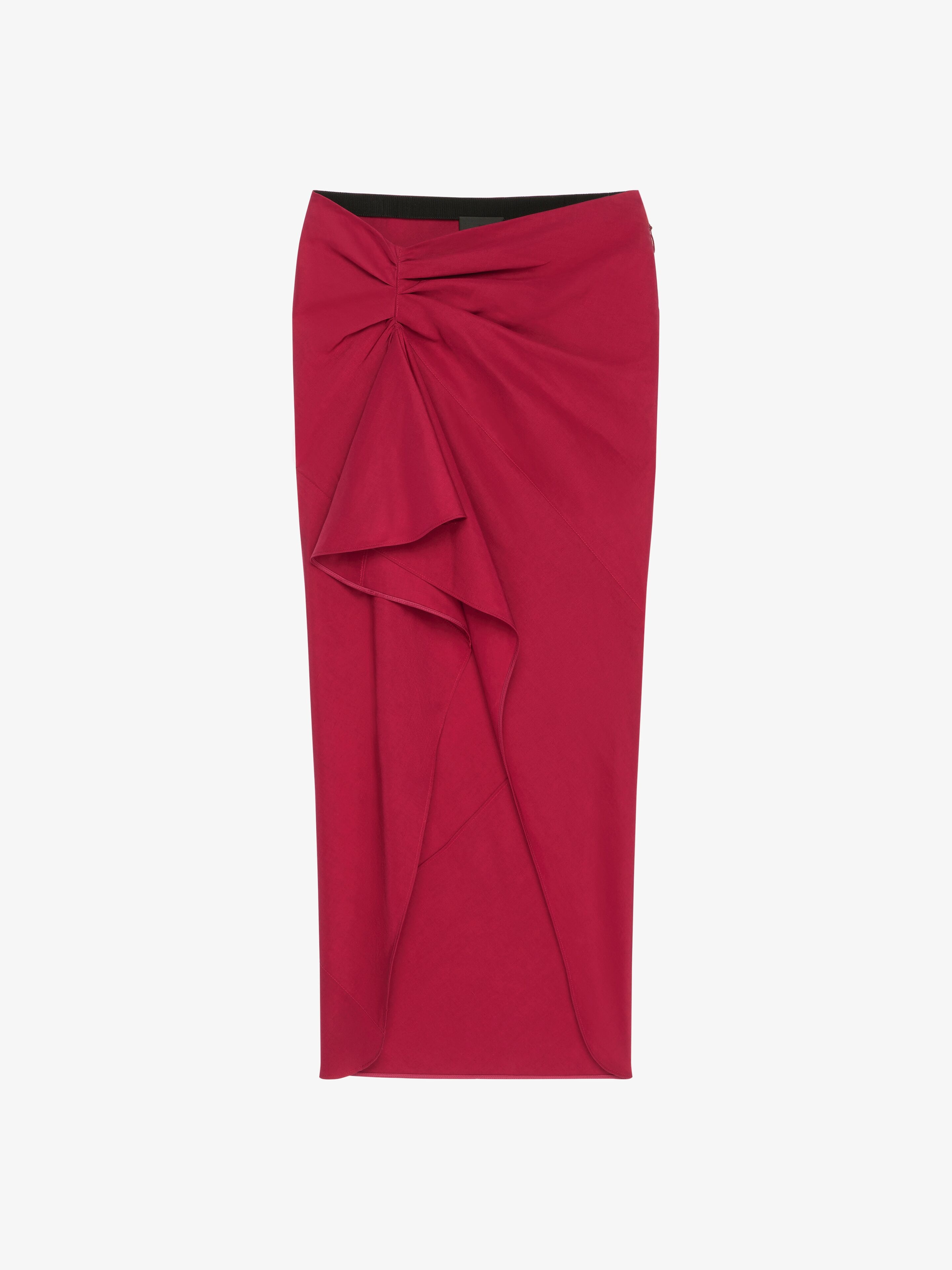 ASYMMETRIC DRAPED SKIRT IN LINEN AND SILK - 1