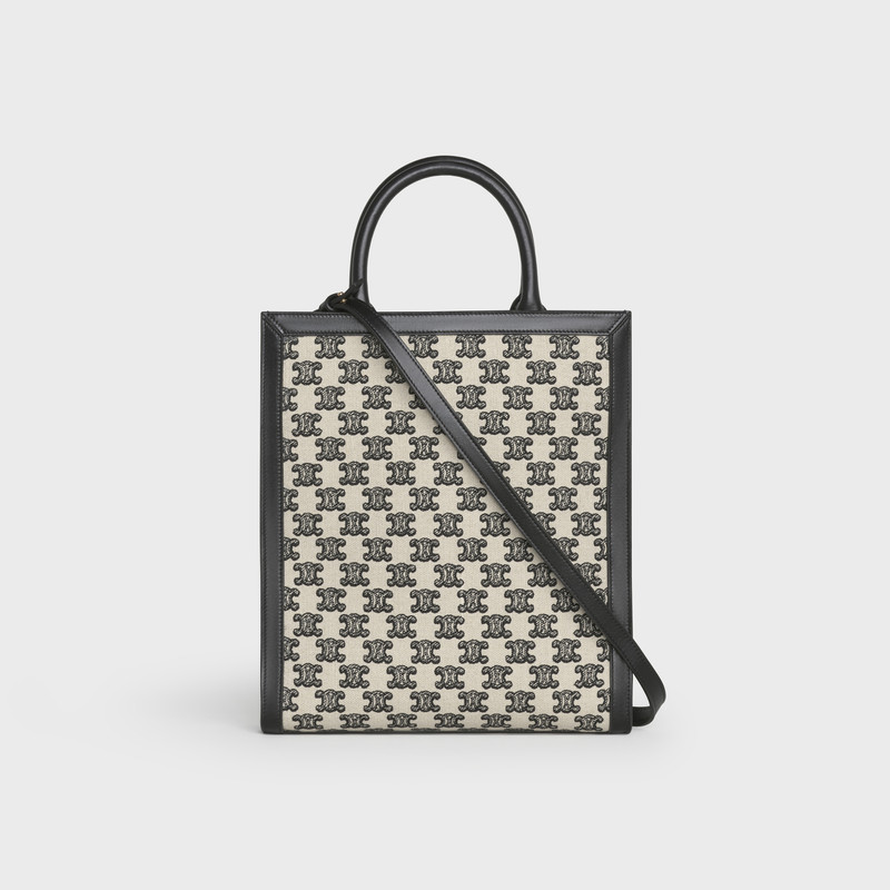 Small Cabas Vertical in Textile with Triomphe Embroidery 3