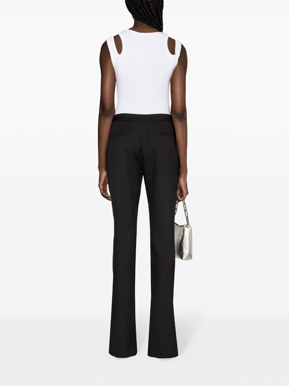 slitted twill trousers - 3