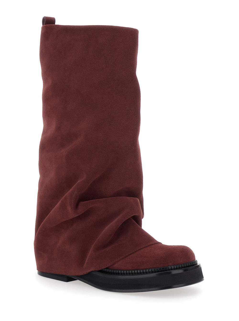The Attico Women 'Robin' Bordeaux Combat Boots With Pull-On Tab In Suede Woman - 2