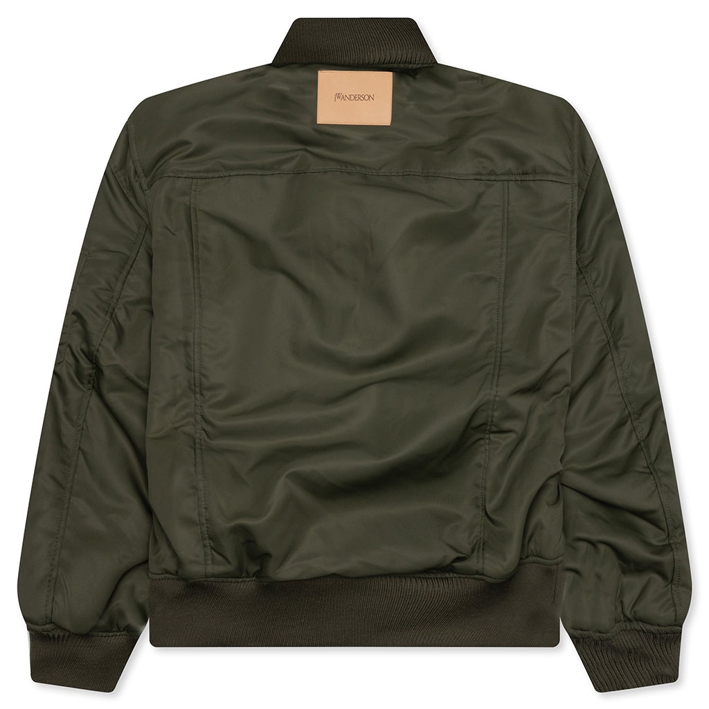 OVERSIZED CURVED HEM BOMBER JACKET - OLIVE - 2