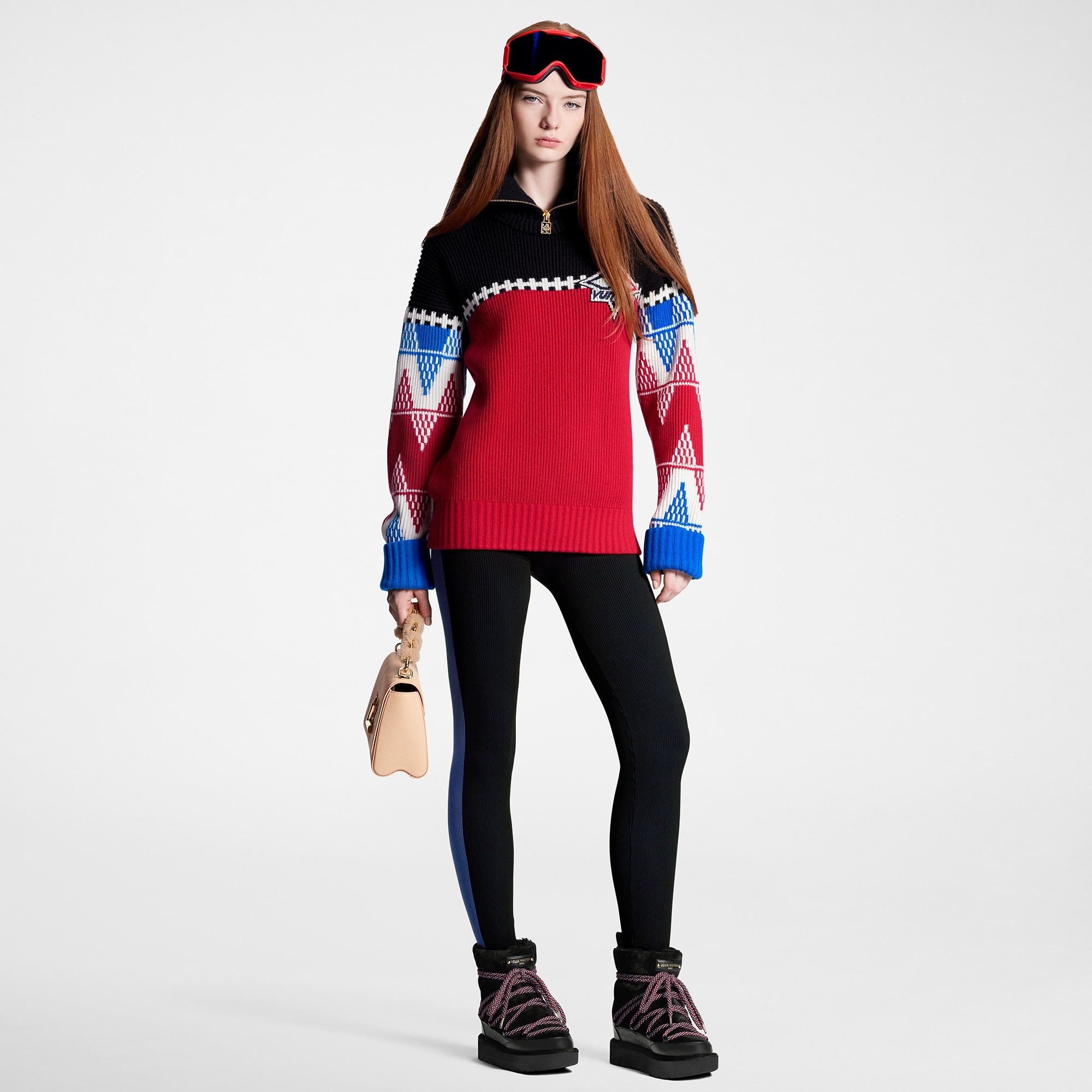 Tricolor Knit High Neck Pullover - 4