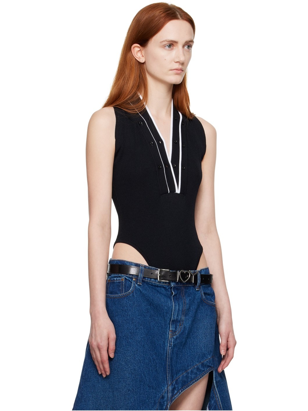 Black Triple Neck Bodysuit - 2