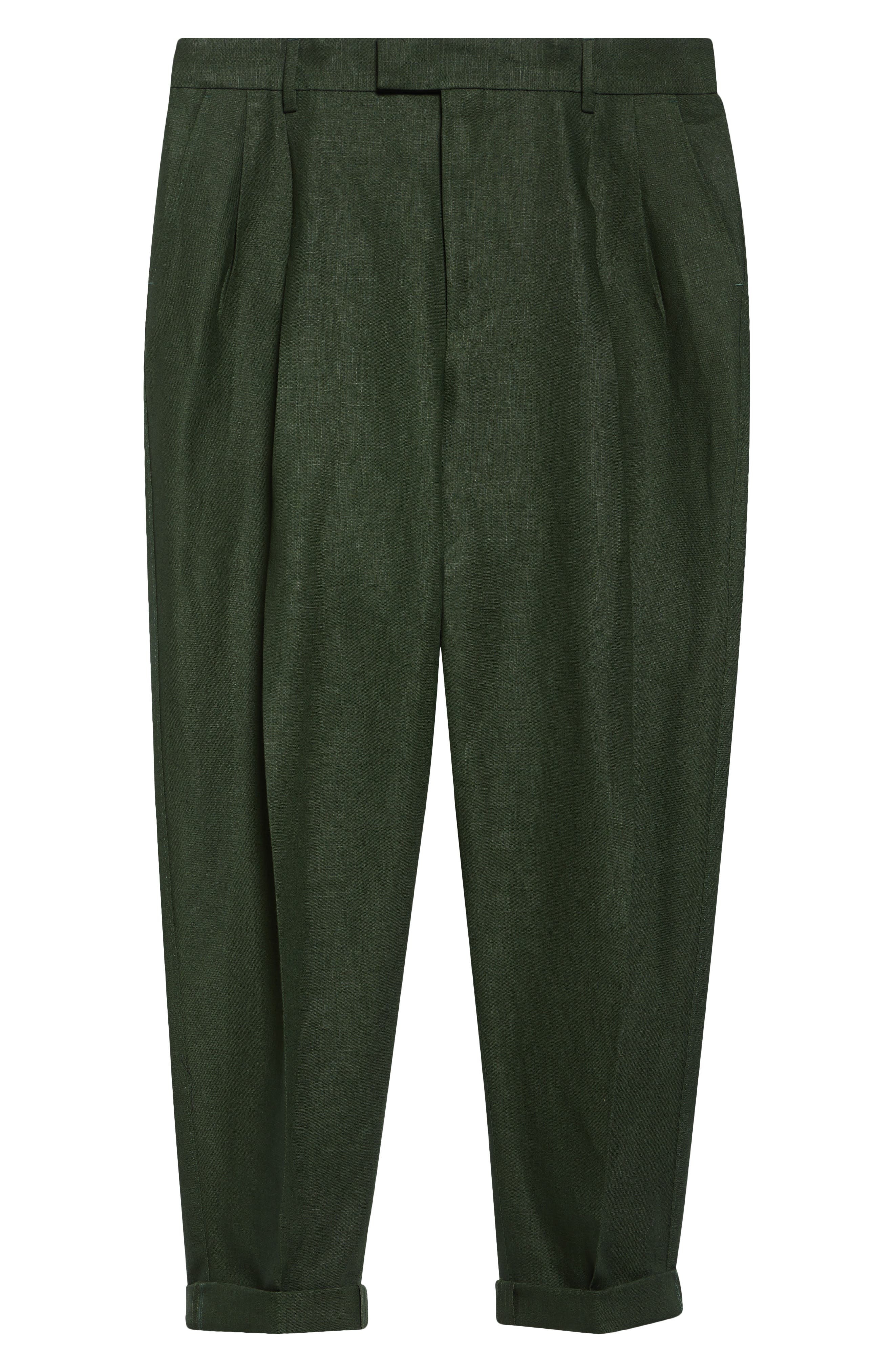 Dolce&Gabbana Crop Linen Trousers in V0304 Militare Scuro at Nordstrom - 5