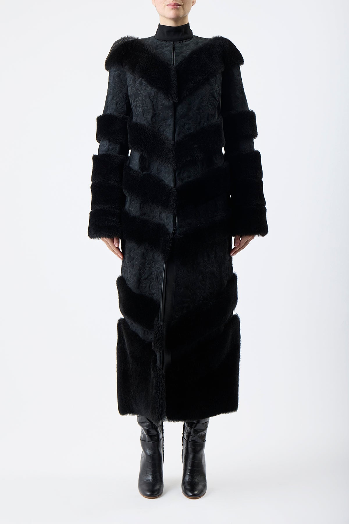 Hugh Coat in Black Suede with Shearling - 3