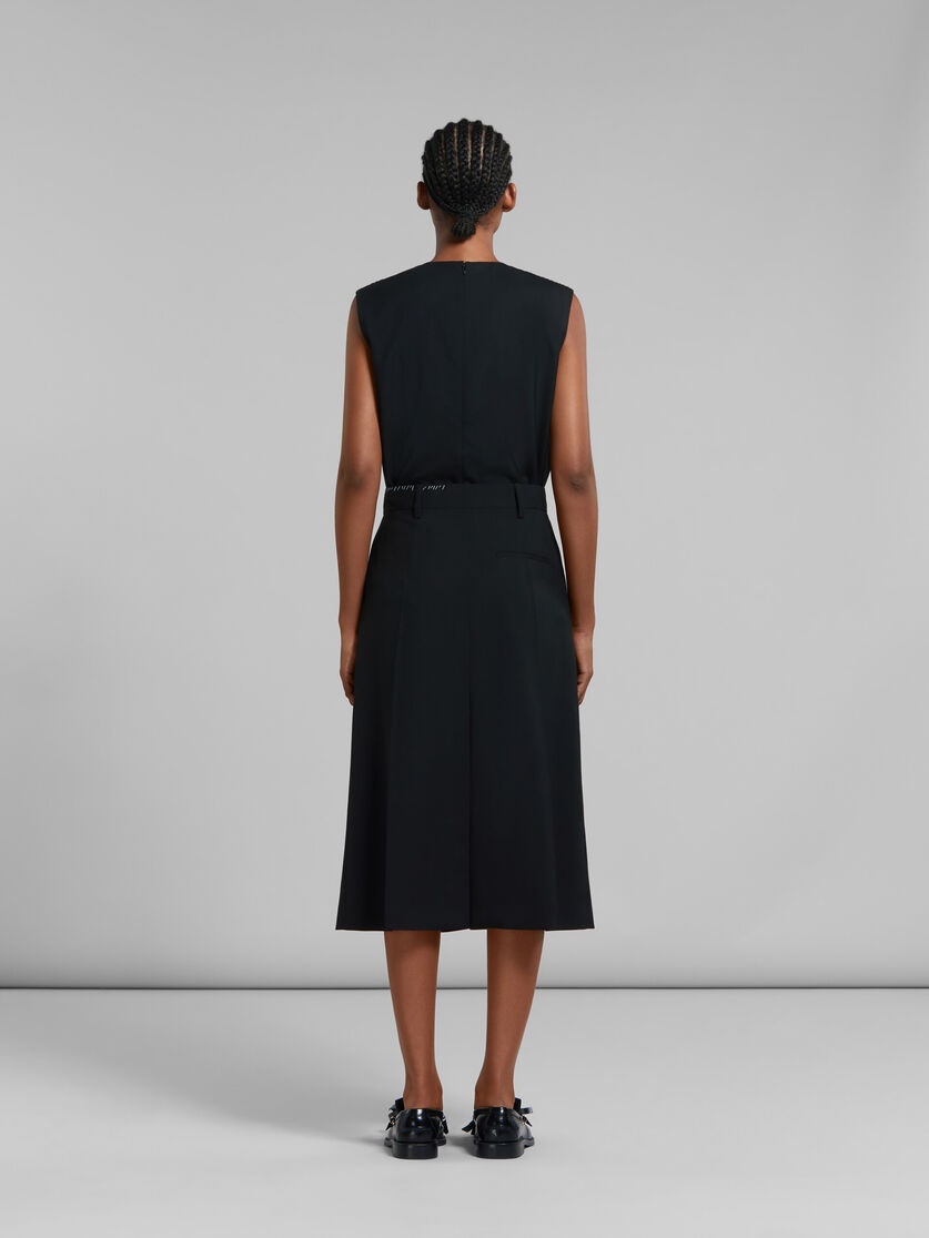 BLACK TROPICAL WOOL MIDI SKIRT - 3