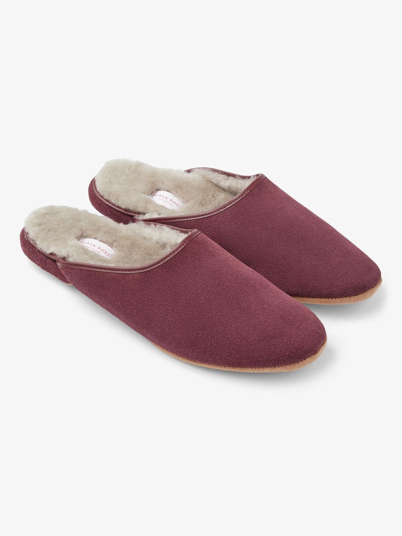 Men's Mule Slippers Douglas Suede Sheepskin Bordeaux - 1