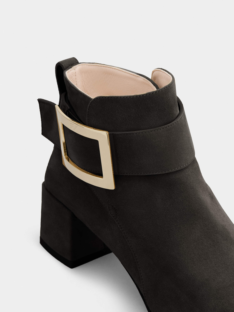 So Vivier Metal Buckle Ankle Boots in Suede 3