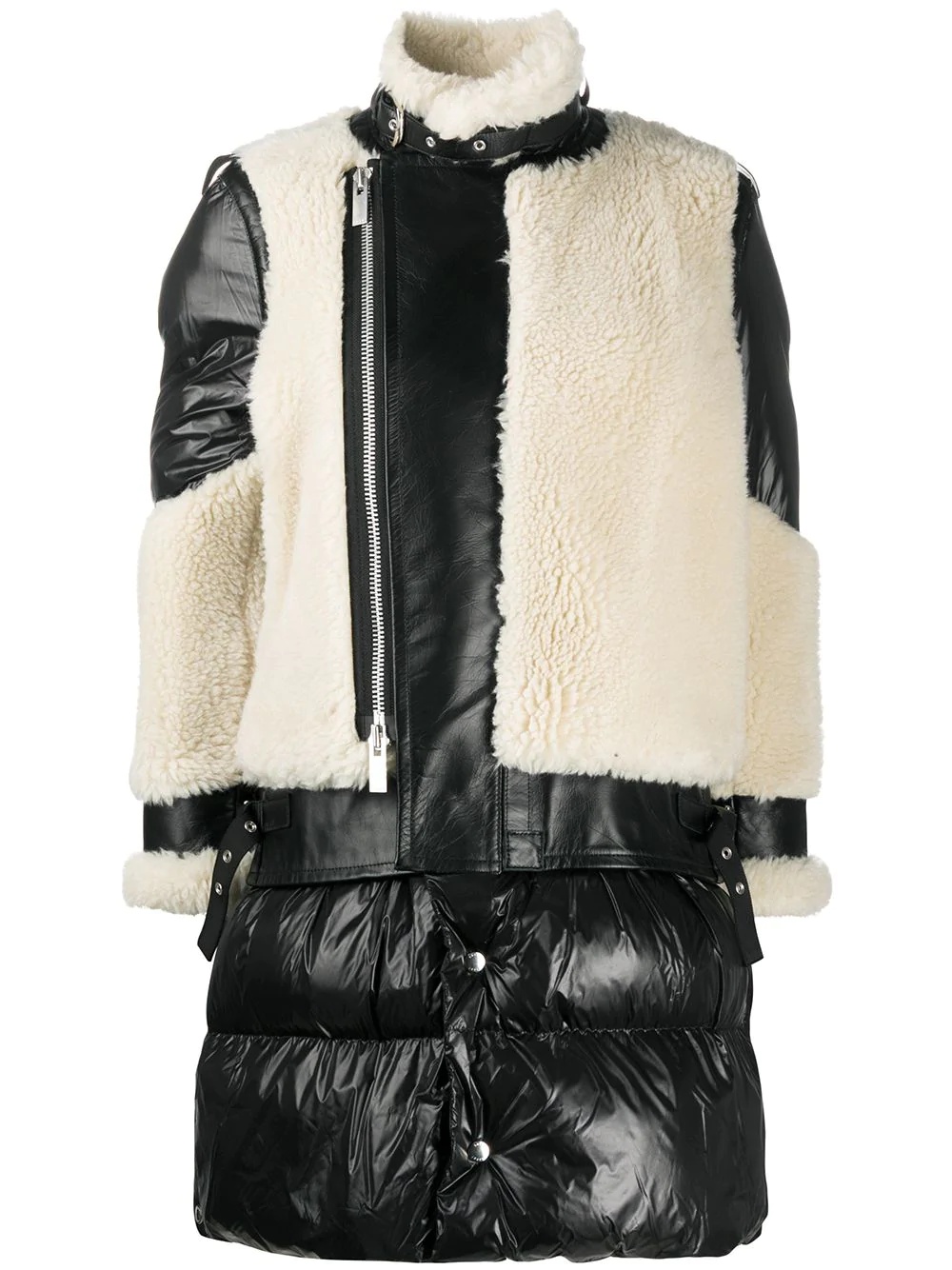 wool-panelled padded coat - 1