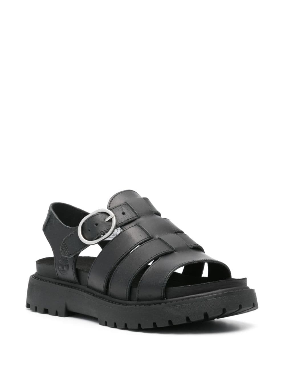 logo-debossed leather sandals - 2
