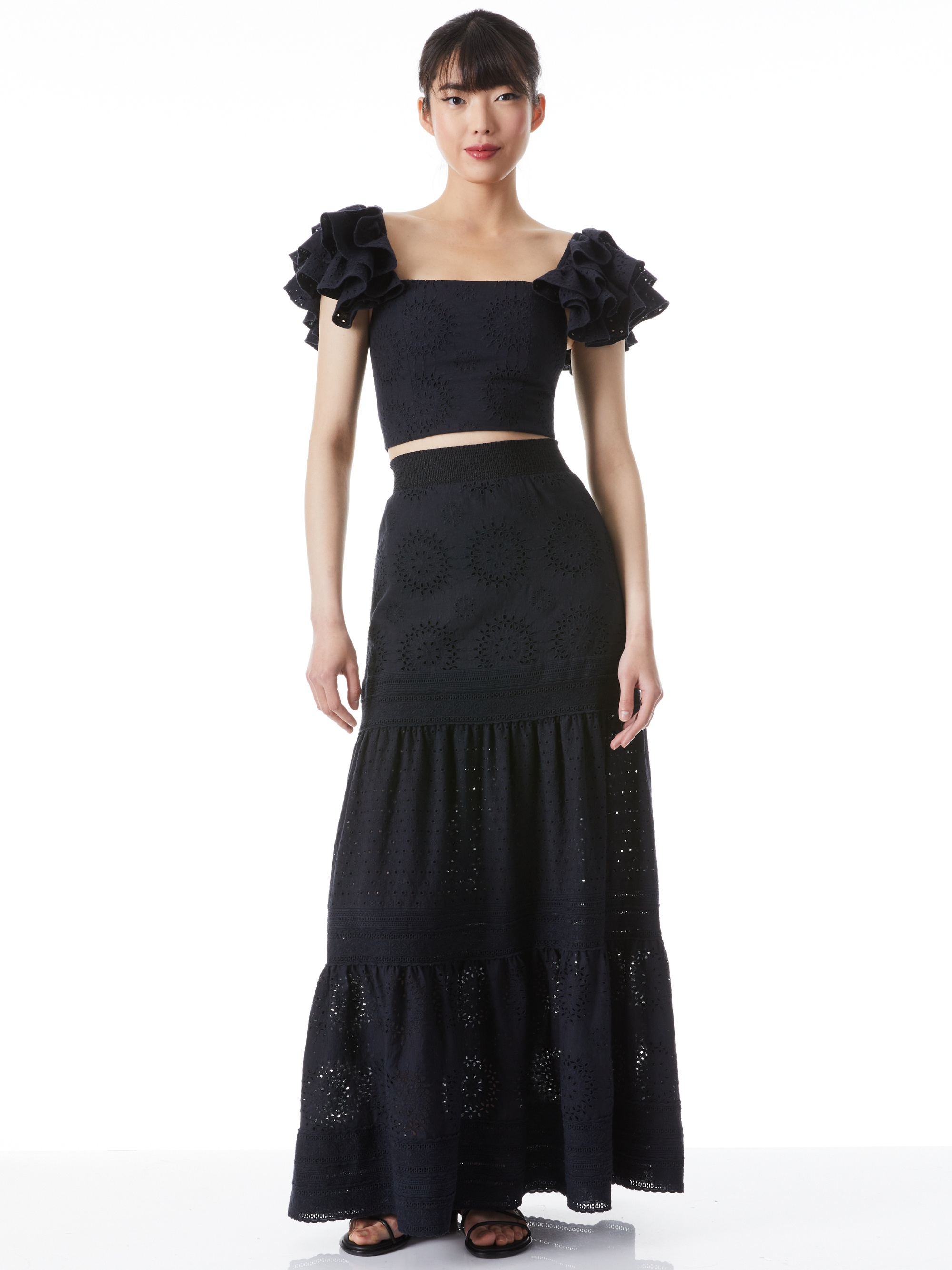 REISE EYELET PANELLED MAXI SKIRT - 4