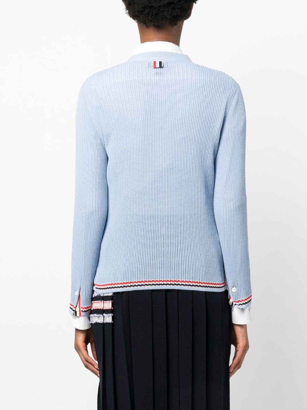 pointelle-knit RWB stripe cardigan - 4