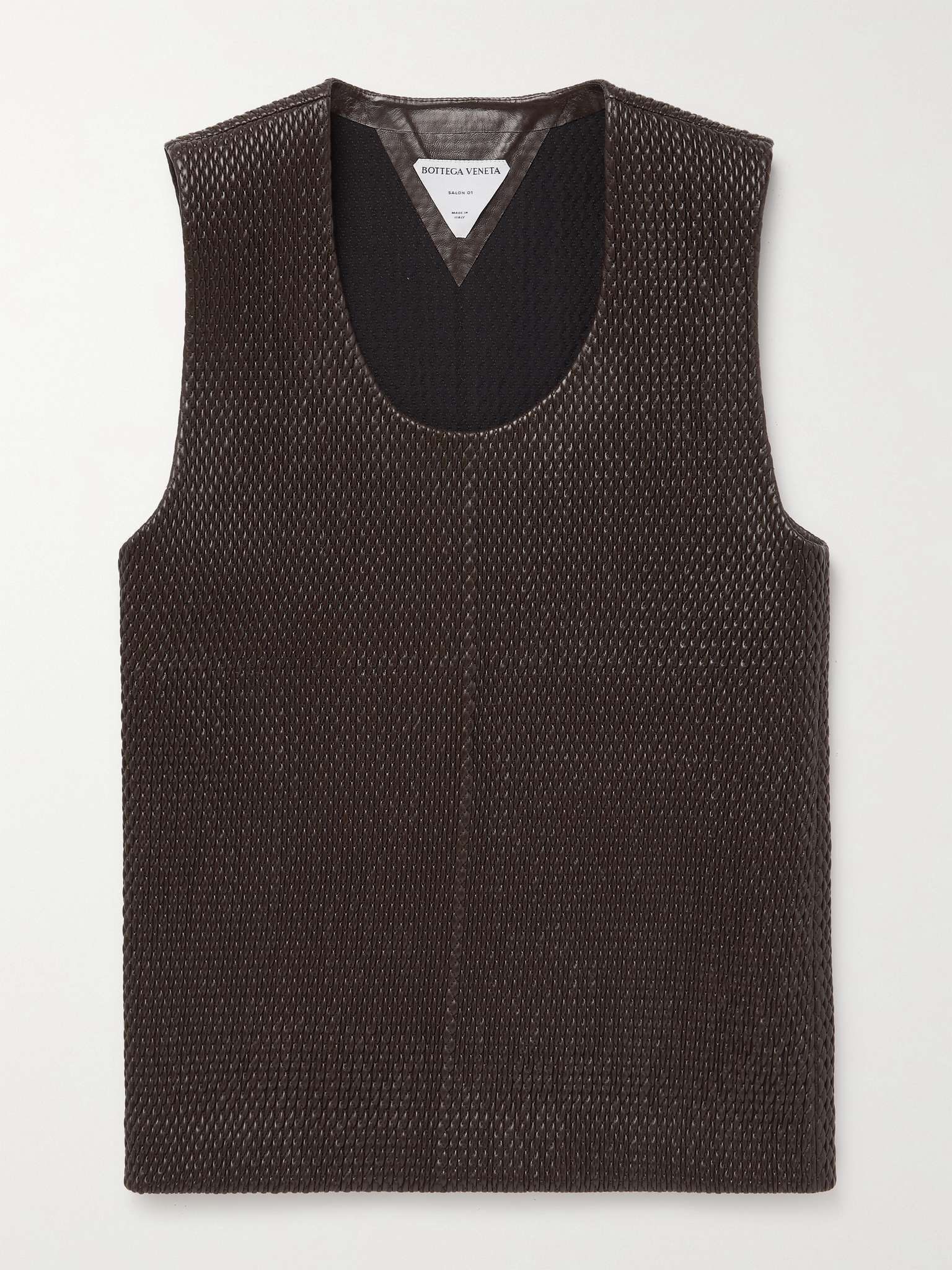 Slim-Fit Woven Leather Tank Top - 1