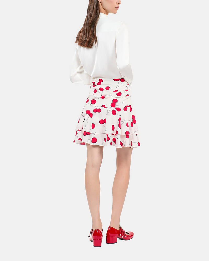 SHORT CHERRY PRINTED DRAPED SKIRT 3