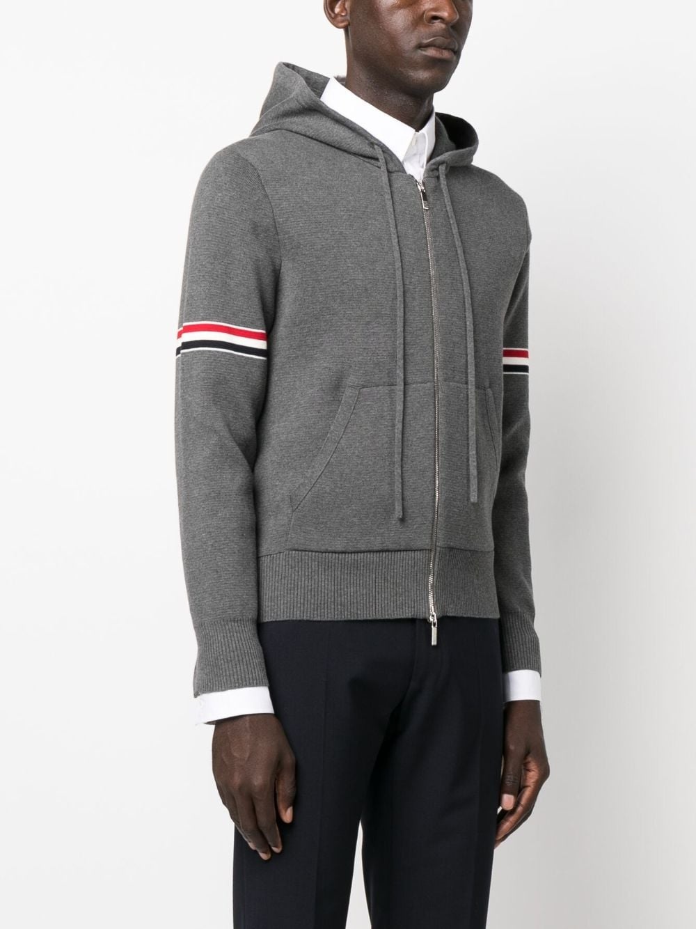 striped zip-up hoodie - 3