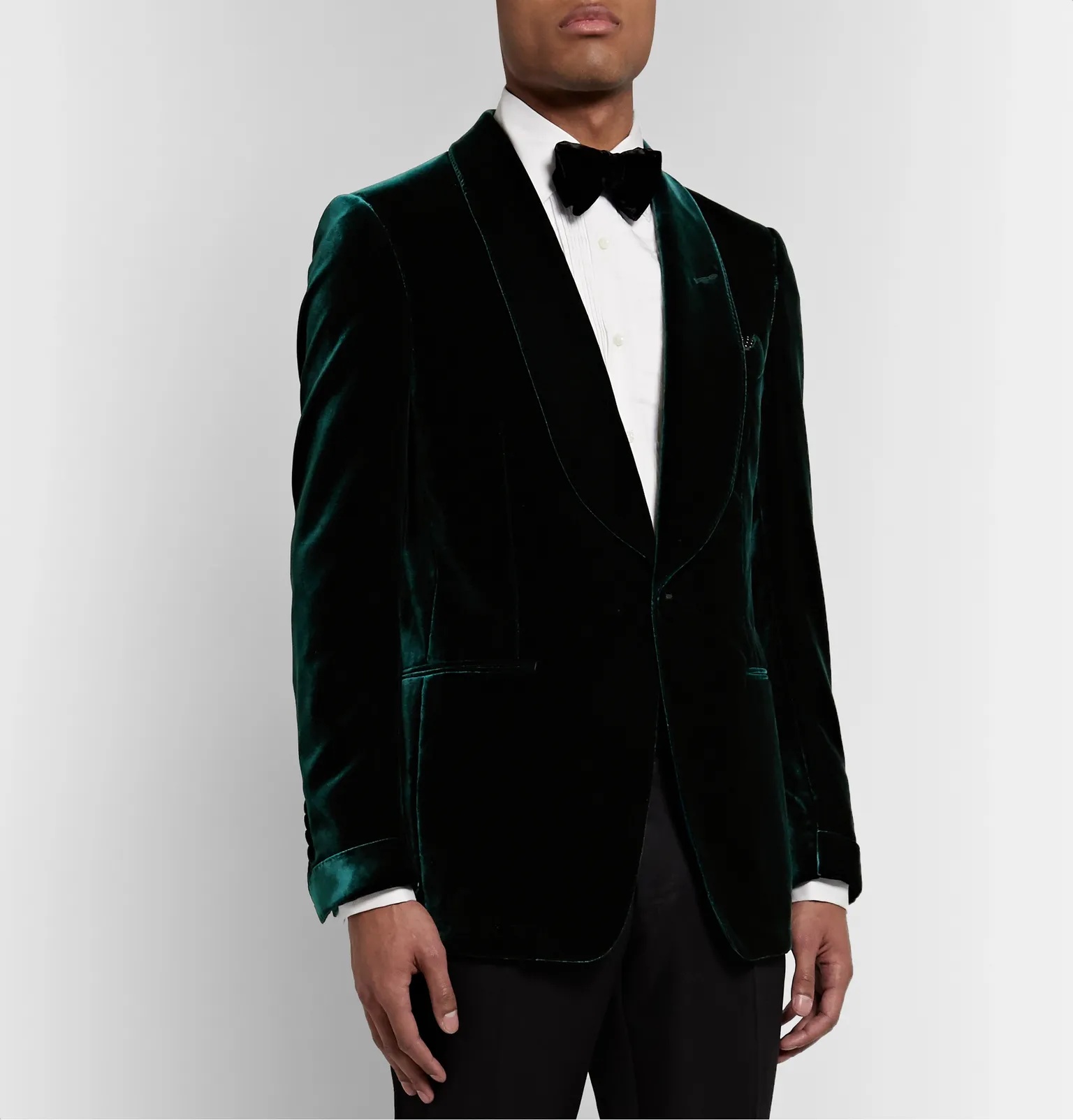 Emerald Slim-Fit Shawl-Collar Velvet Tuxedo Jacket - 4