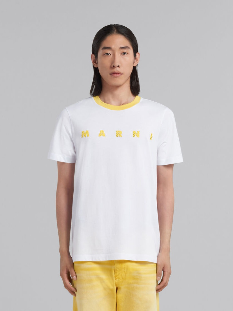 Marni WHITE BIO COTTON T-SHIRT WITH POLKA-DOT LOGO outlook