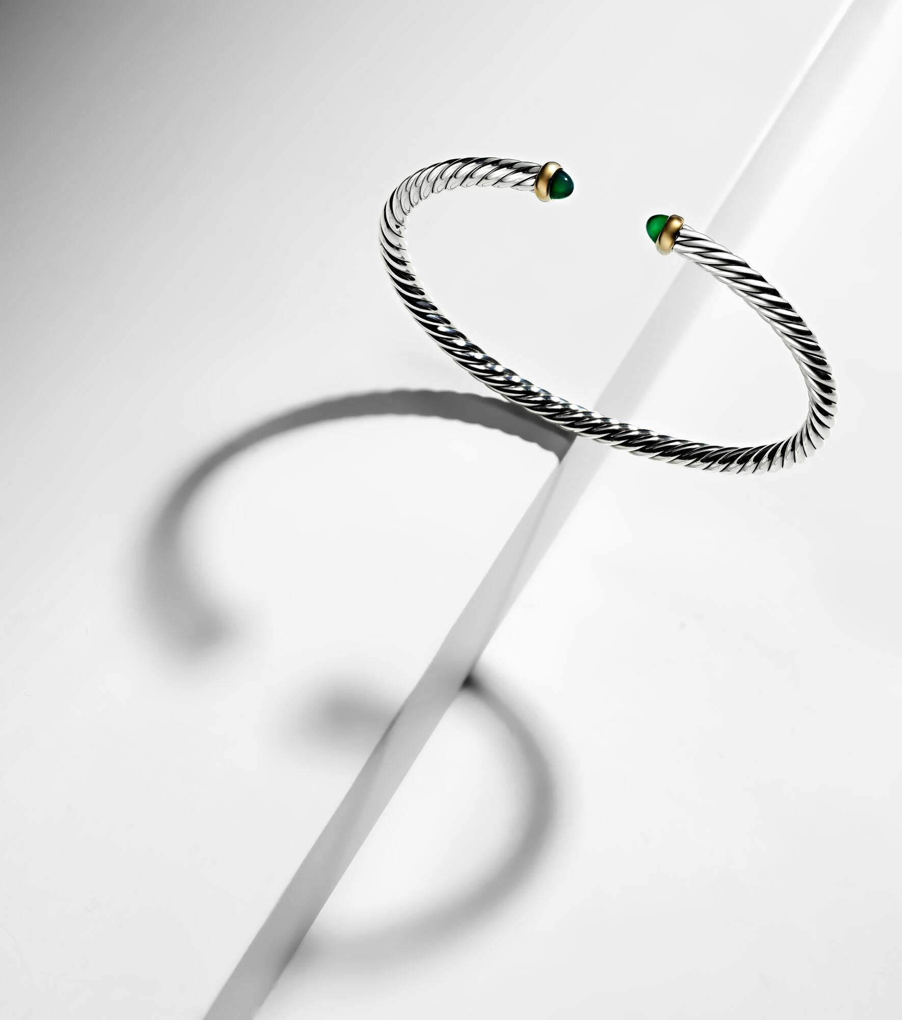 Cable Flex sterling silver and 14kt gold cuff bracelet with onyxes - 5
