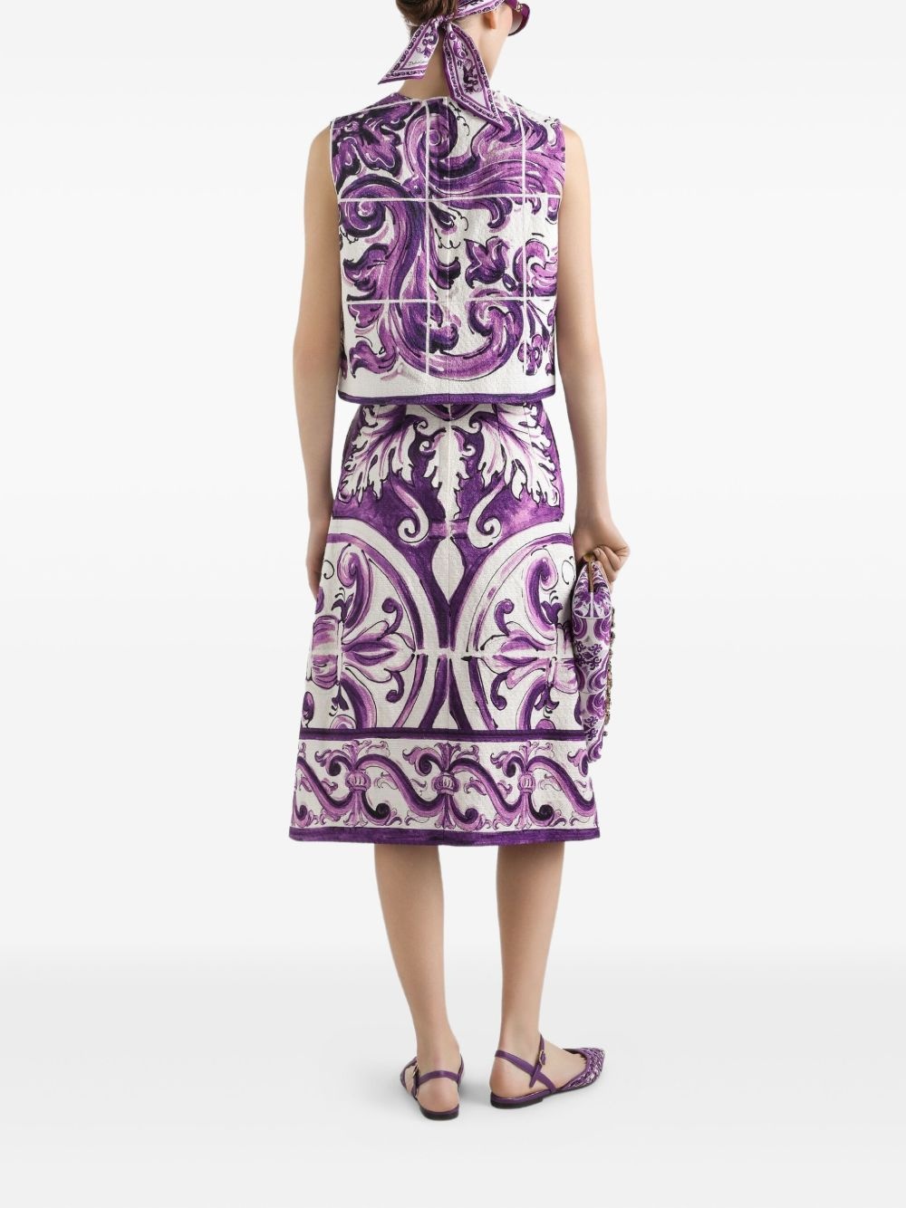 Maiolica-print midi skirt - 3