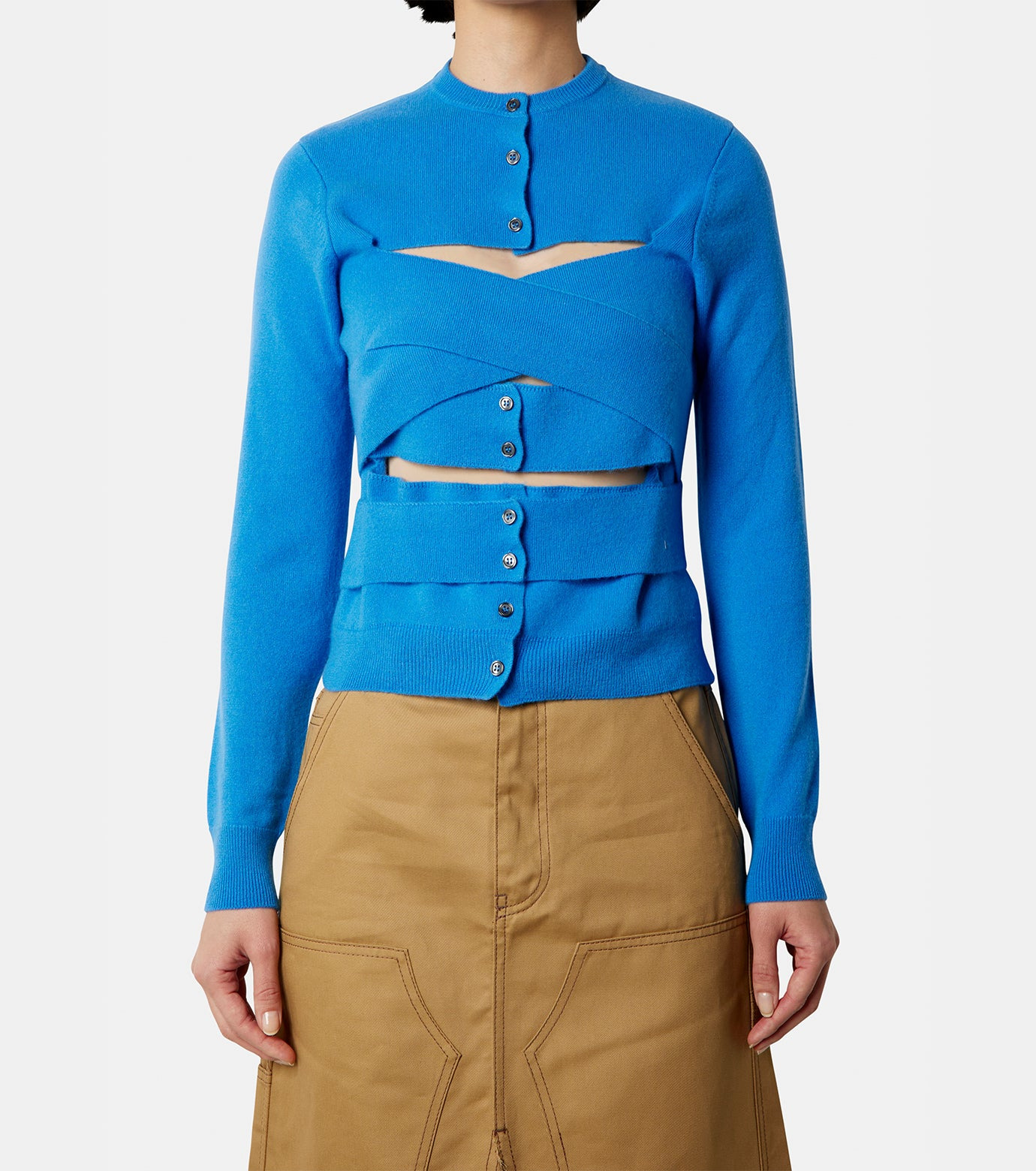 Crewneck Wrap Cardigan w/Cut-Out - 2