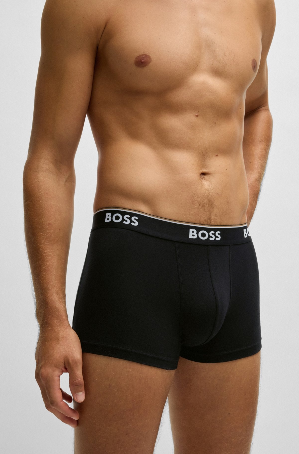 THREE-PACK OF STRETCH-COTTON TRUNKS WITH LOGO WAISTBAND - 4