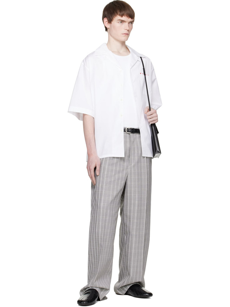 Marni White Peeping Marni Logo Bowling Shirt outlook