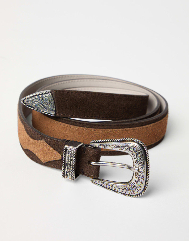 Brunello Cucinelli Two-tone reversed calfskin belt with detailed buckle and tip outlook