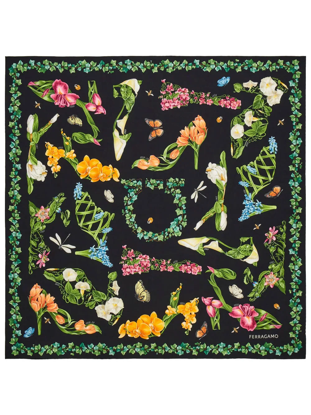 Ferragamo Women Eden Shoes Print Silk Scarf - 1