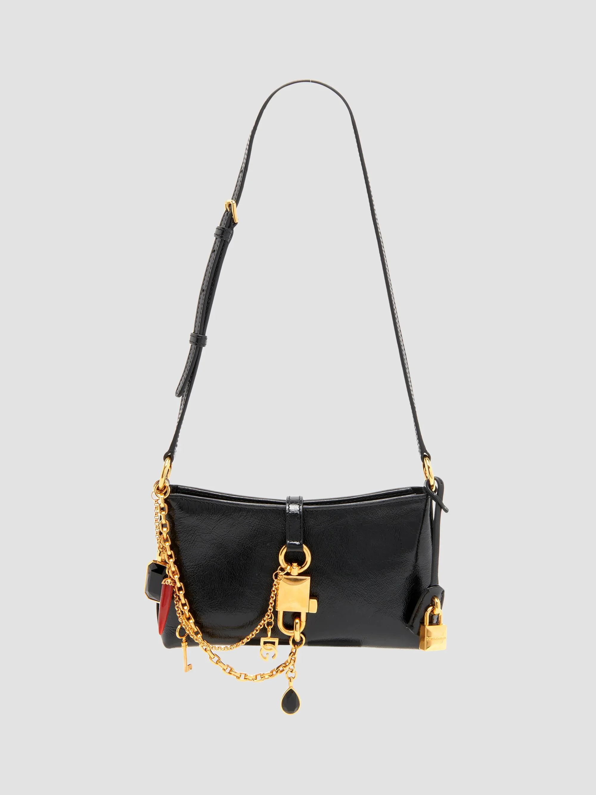 Women's Vittoria Leather Shoulder Bag - Nero Ottone Vintage - 1