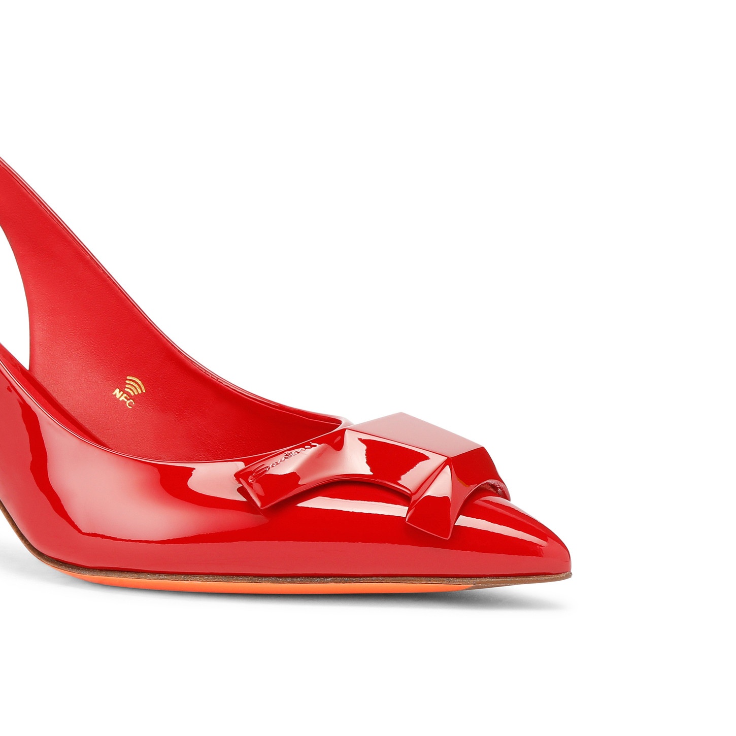 Women's red patent leather mid-heel Santoni Sibille pump - 6