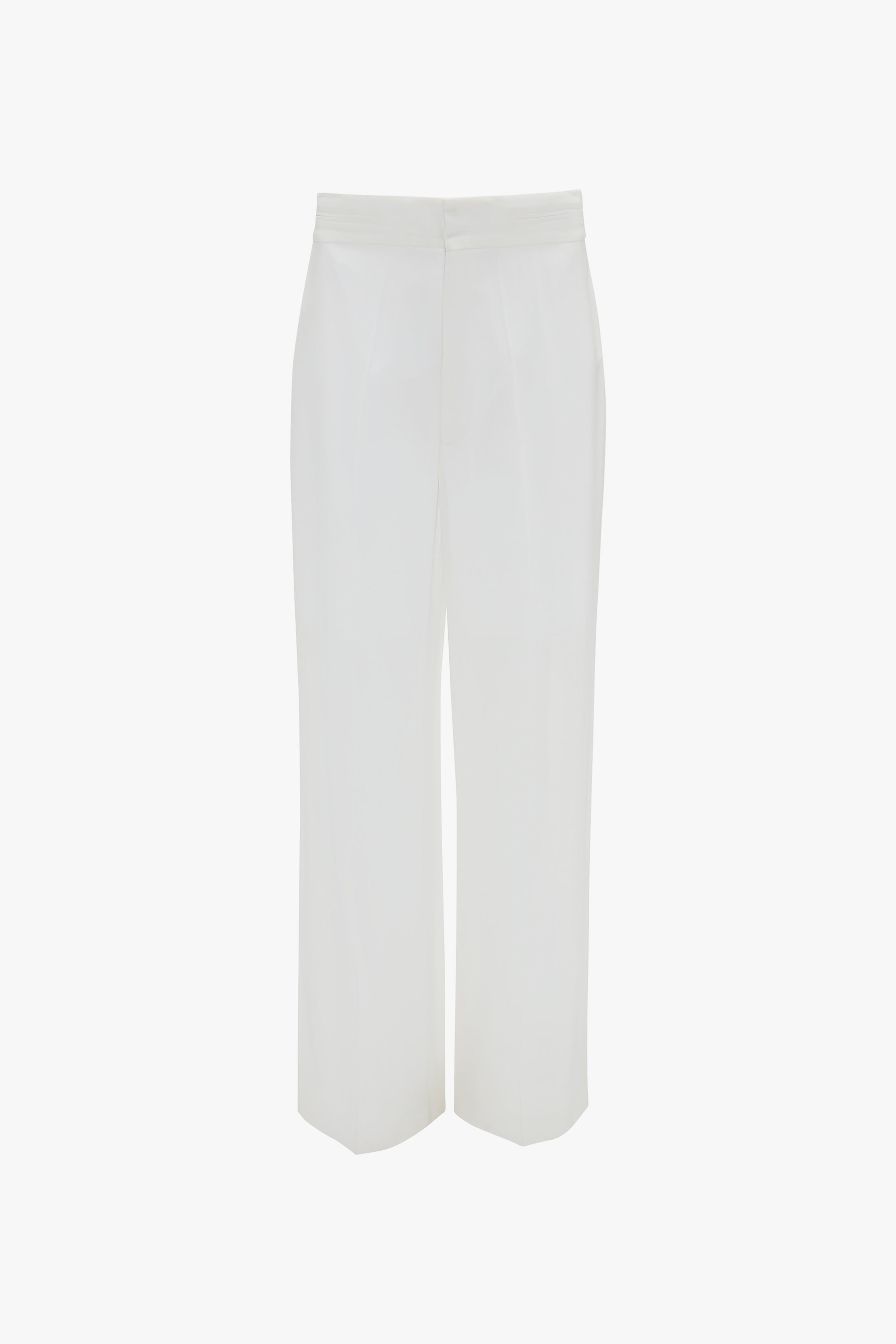 Waistband Detail Straight Leg Trouser In White - 1