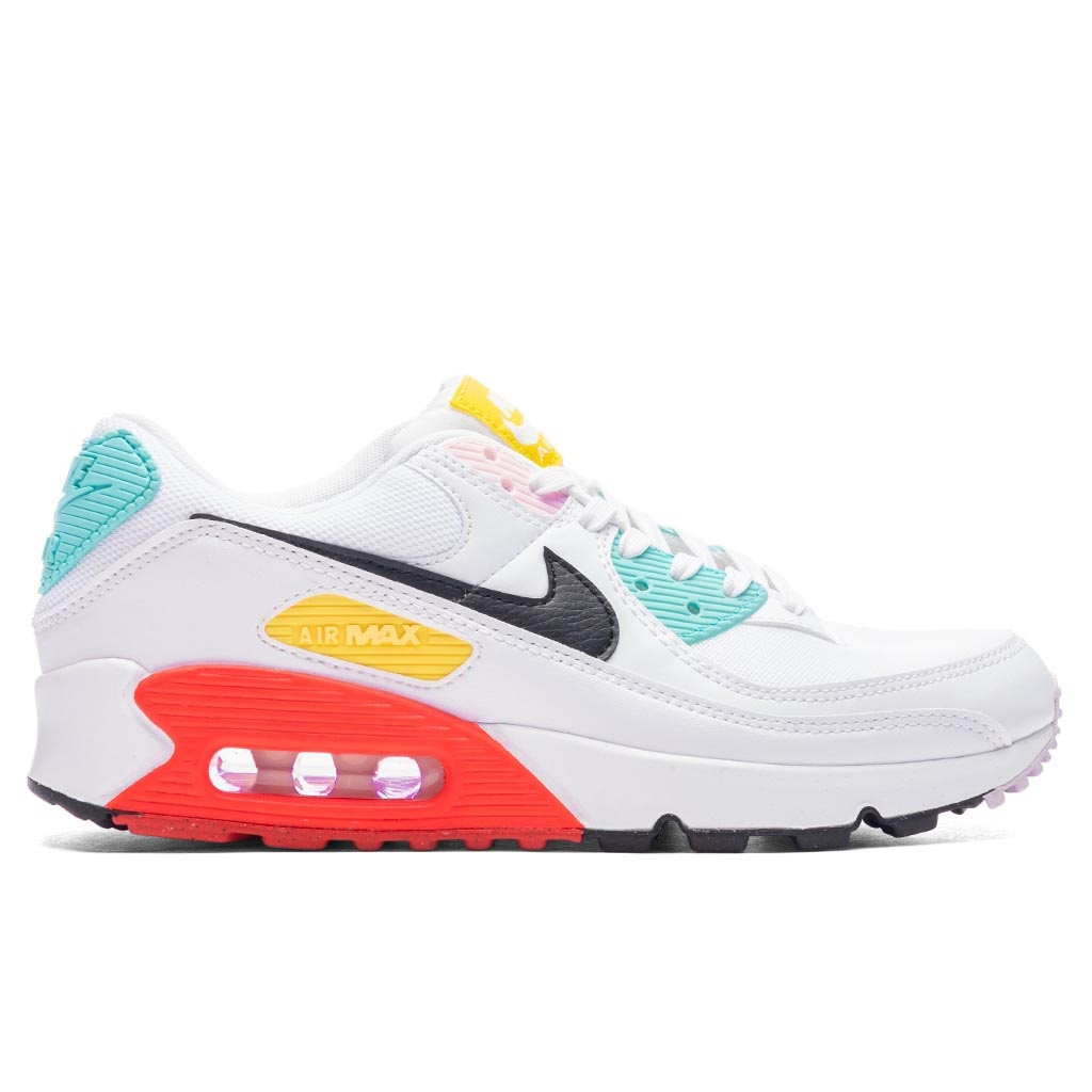 WOMEN'S AIR MAX 90 NN - WHITE/BLACK/PINK FOAM/BRIGHT CRIMSON - 1