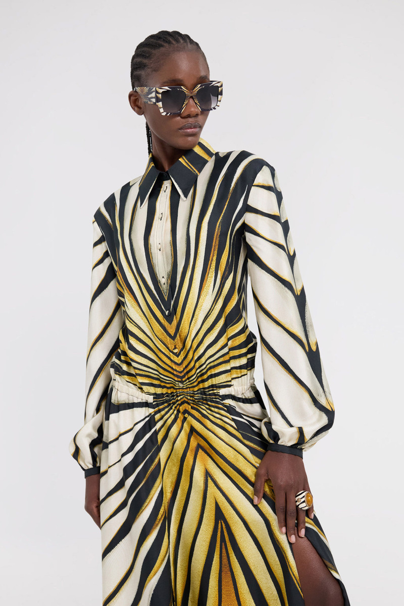 Ray Of Gold Print Silk Midi Dress 5