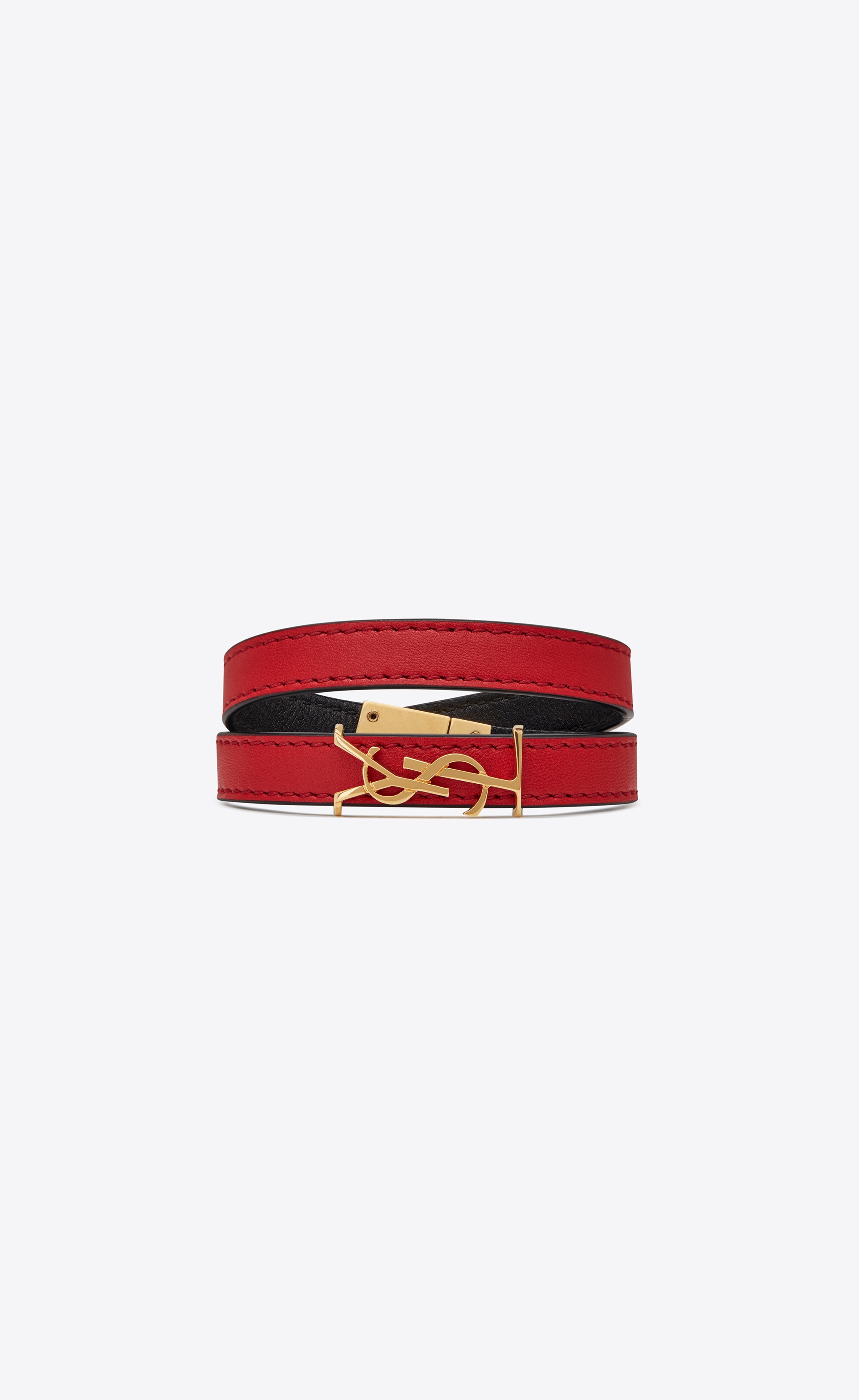 opyum double wrap bracelet in leather and metal - 1