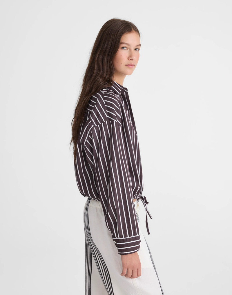Drawstring Button-Up Shirt in Poplin 4