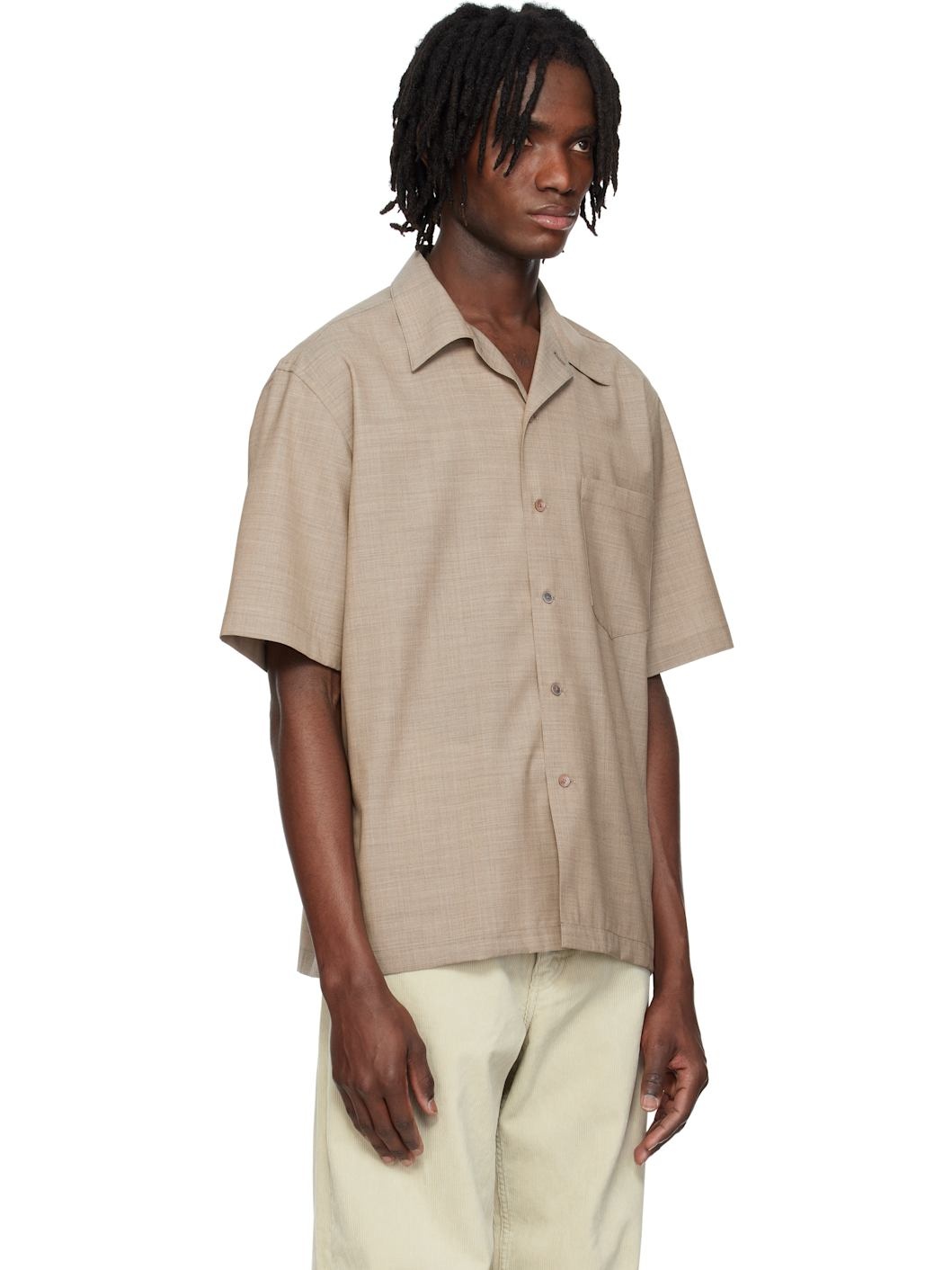Brown Super Fine Tropical Wool Shirt - 2