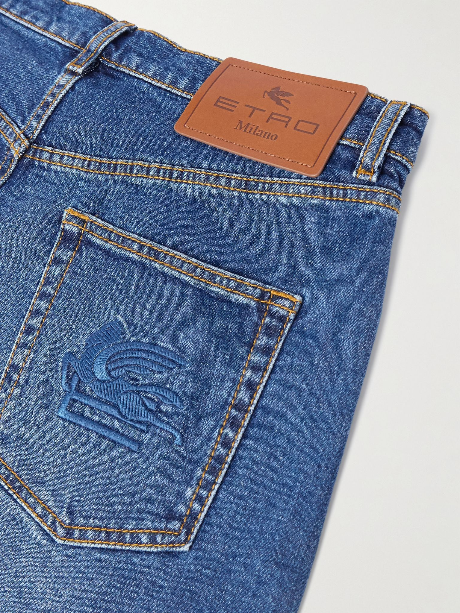 Straight-Leg Logo-Embroidered Jeans Blue - 5