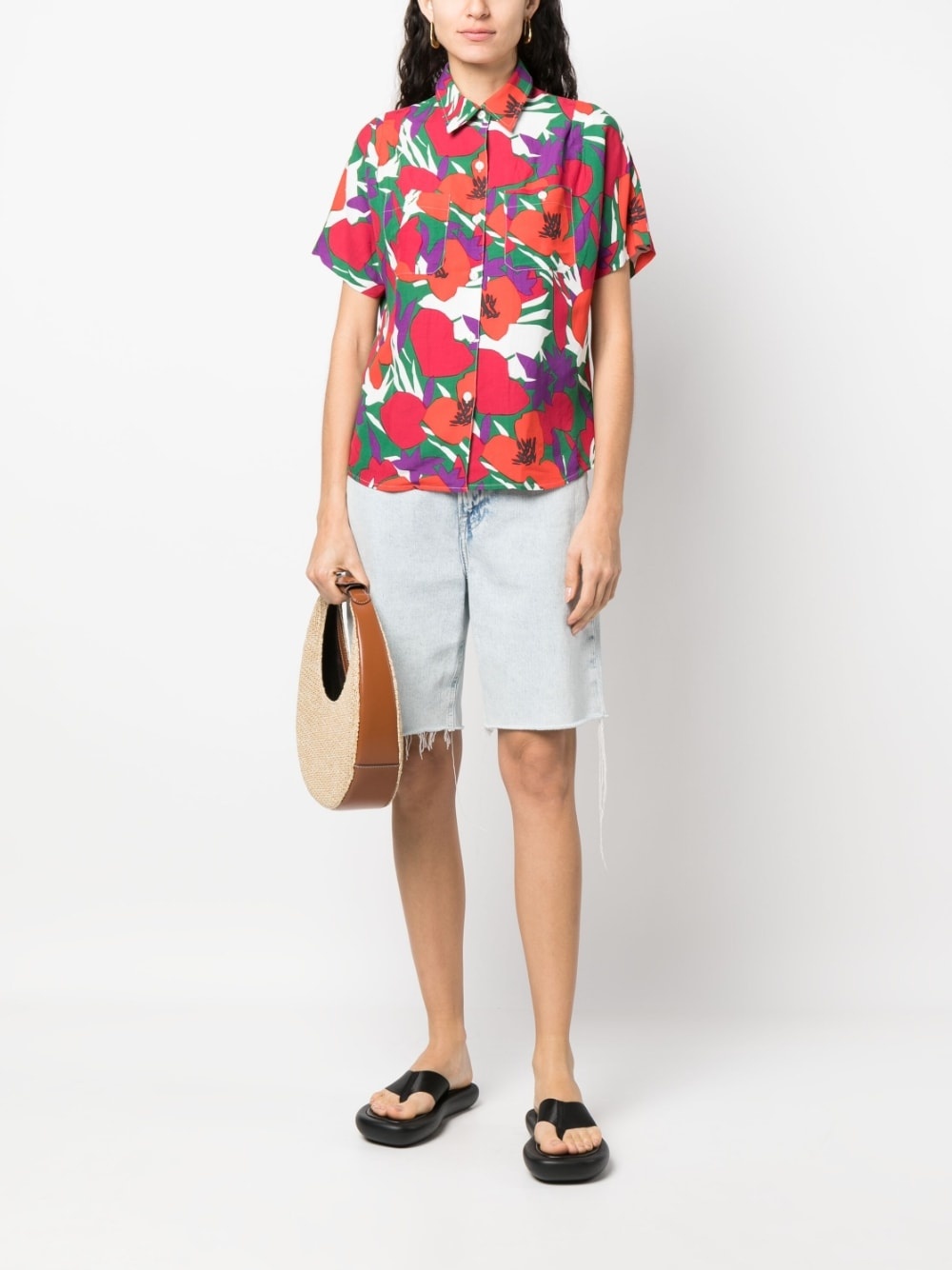 floral-print short-sleeved shirt - 2