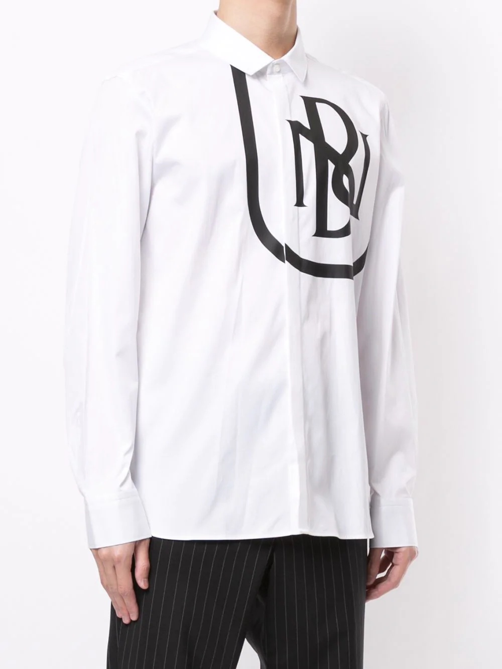 logo print button-up shirt - 3