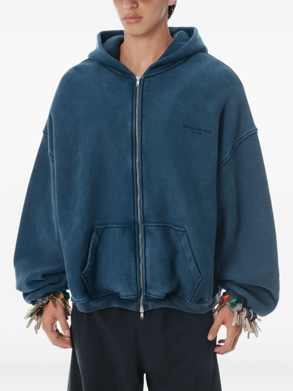 logo-print zip-up hoodie - 4