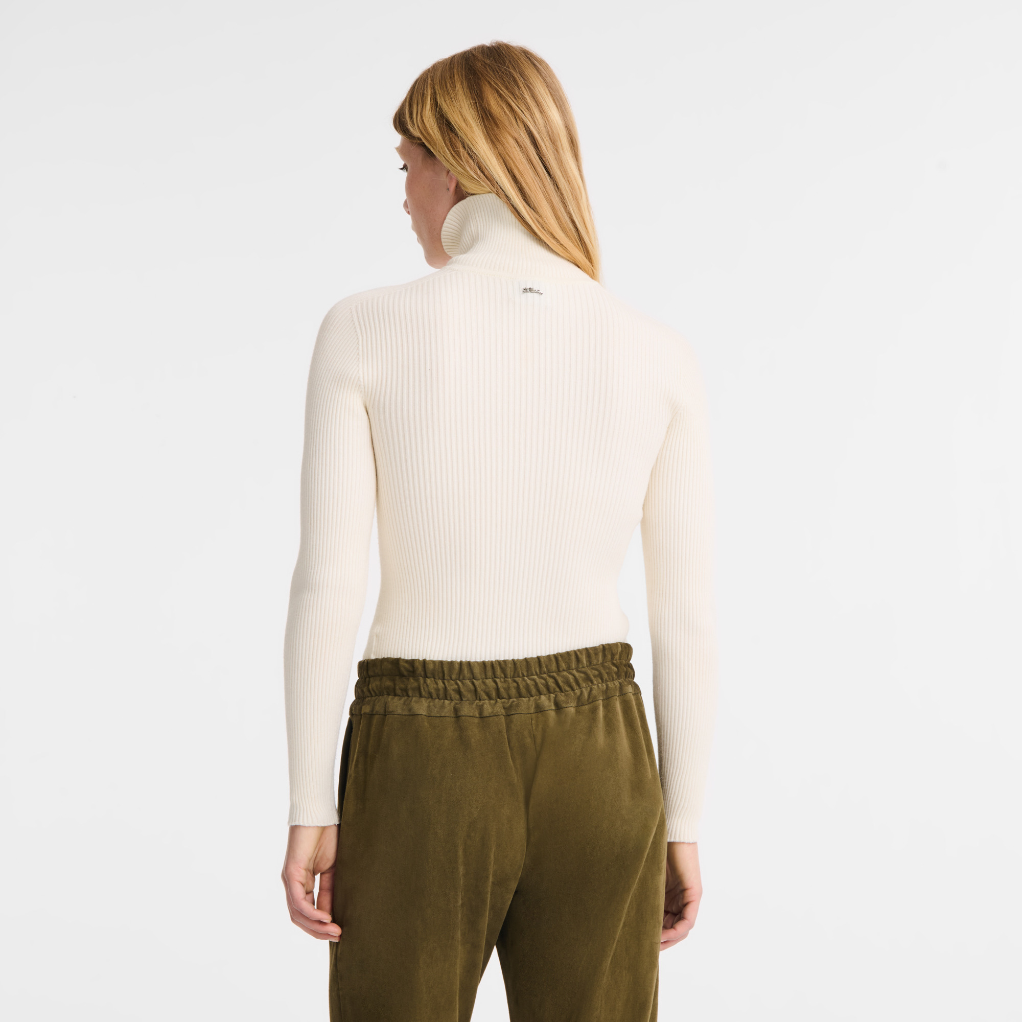 High collar fitted jumper Ecru - Knit - 3