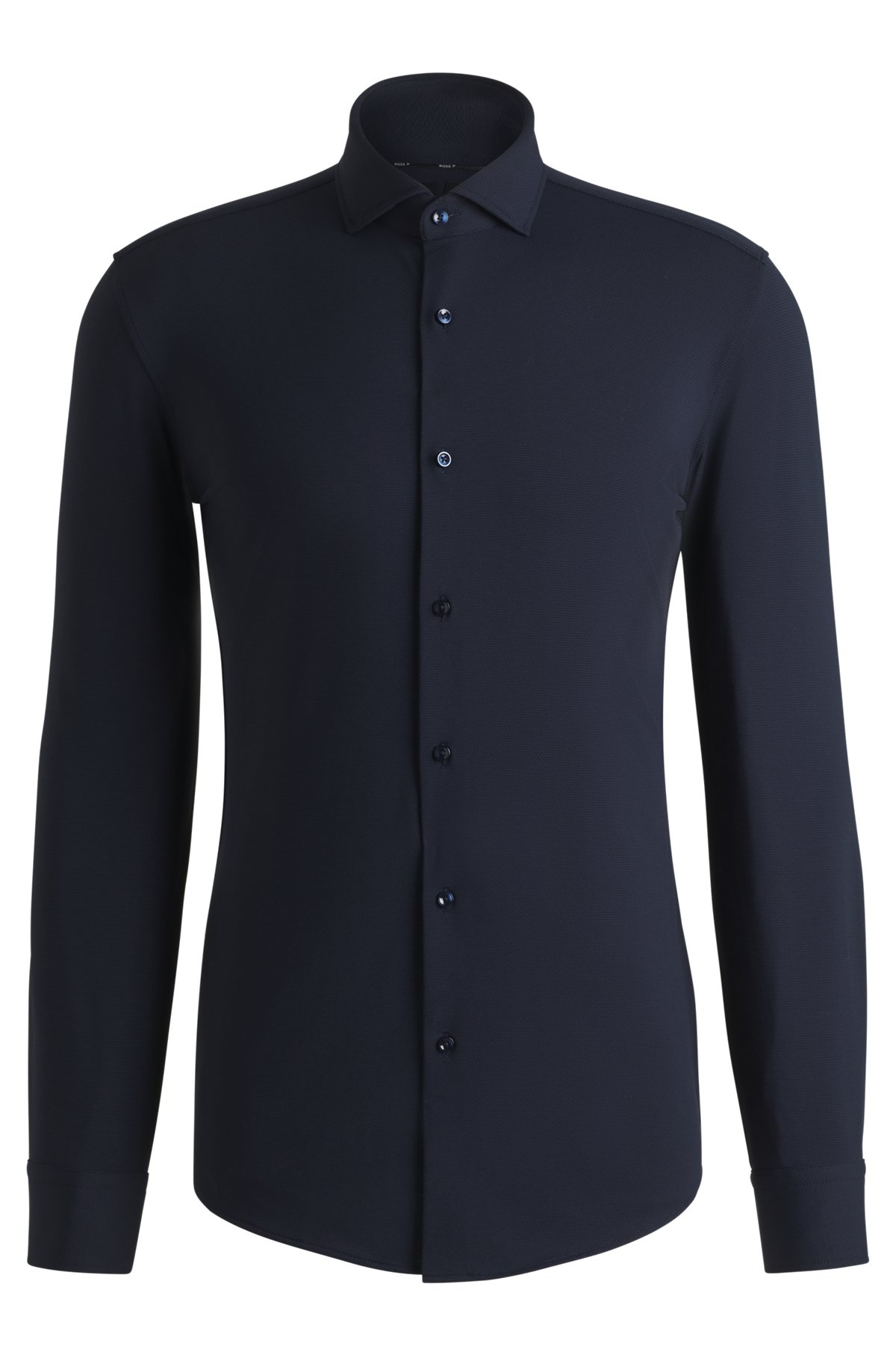 SLIM-FIT SHIRT IN STRUCTURED PERFORMANCE-STRETCH JERSEY - 1