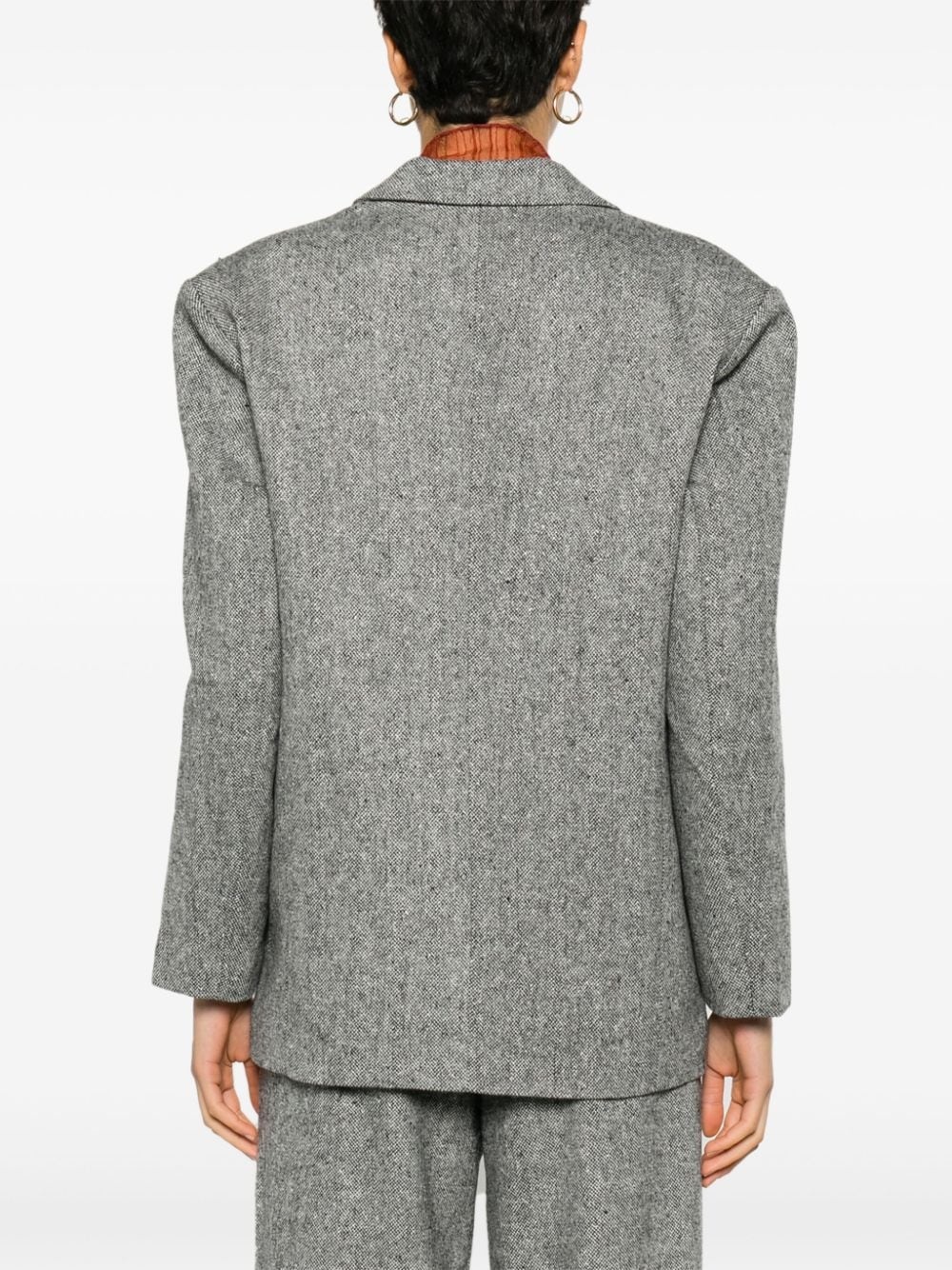 herringbone single-breasted blazer - 4